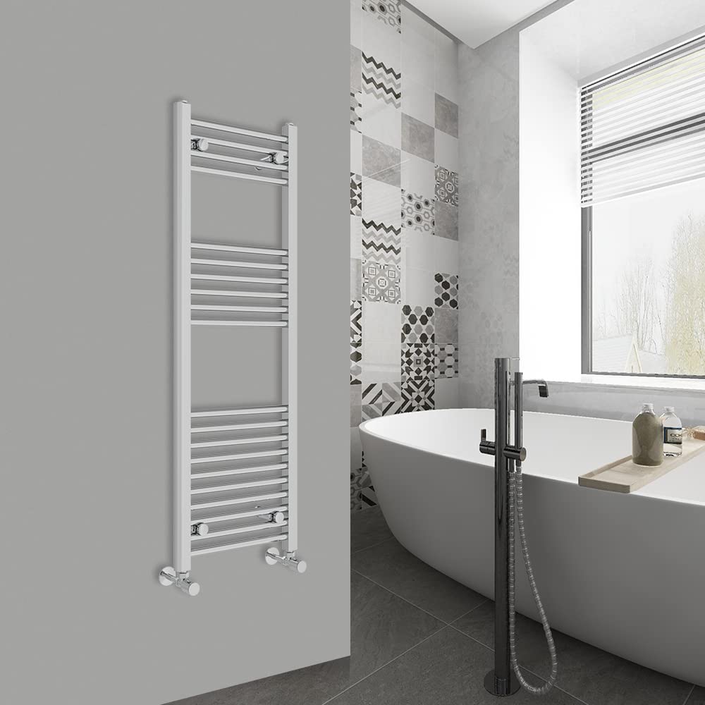 Warmehaus Modern Bathroom Heated Towel Rail Ladder Radiator 1200x400mm Straight for Bathroom Kitchen Chrome