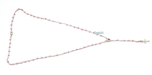 Miniatura 4 de Ooki Rosario de bebé bendito en frasco de vidrio con cuentas rosario rosario de cuentas rosario de bautizo plata católico crucifijo collar de fiesta
