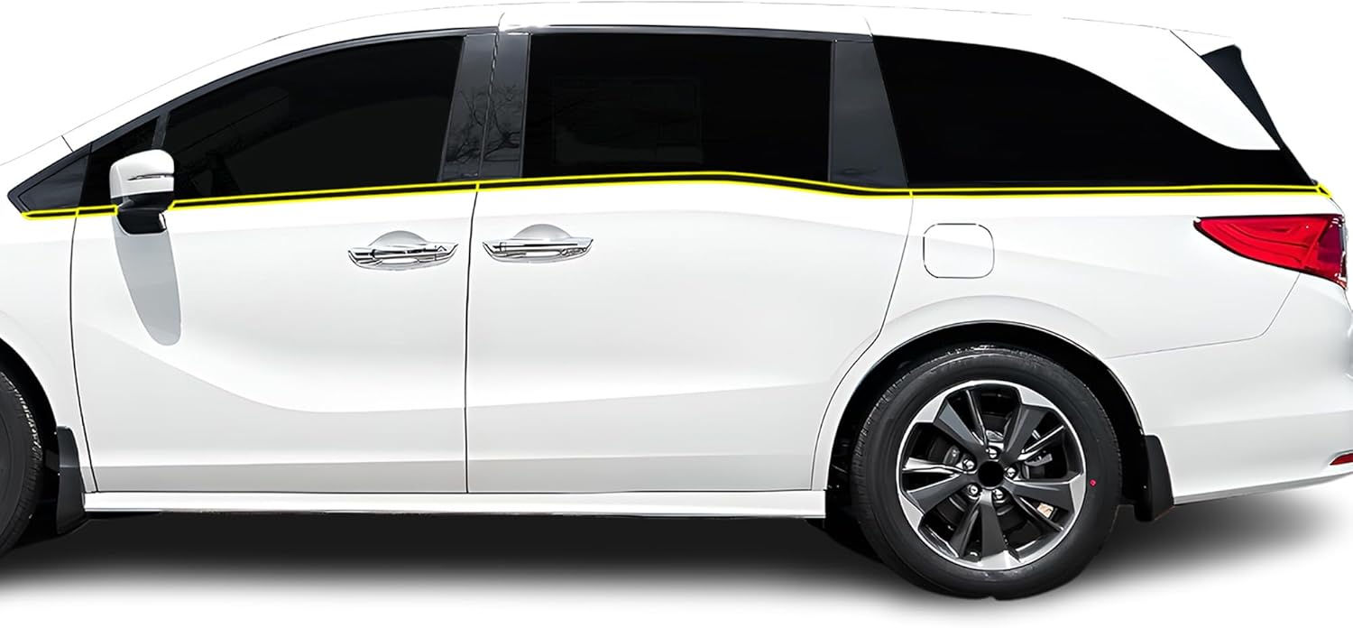 BOGAR TECH DESIGNS Side Window Trim Chrome Delete Overlay Compatible with Honda Odyssey 2018-2025, Gloss Black