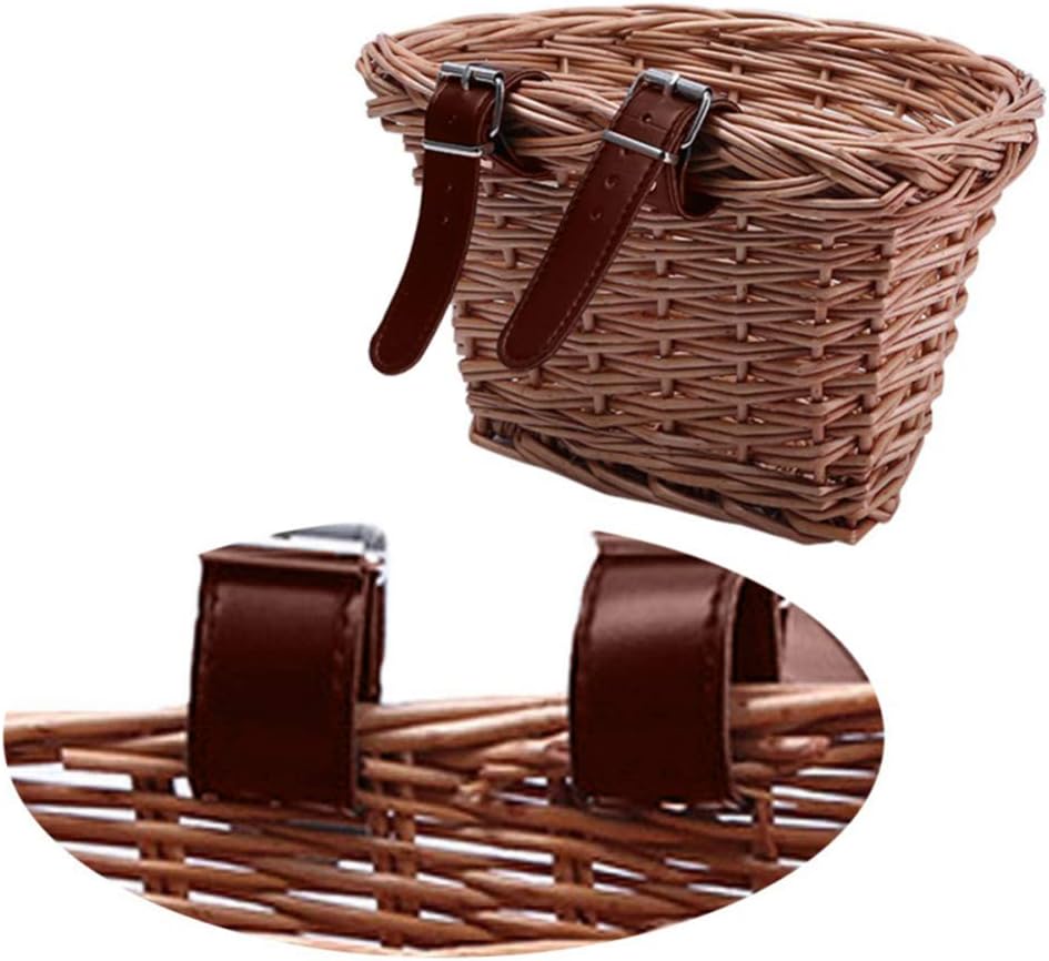 Wicker Bike Basket Front Cargo for Women and Men, Fits Most Bikes, Beach Cruiser, Stationary Bike, Ebike, Road Bike, Woven Bike Basket, Storage Bicycle Basket