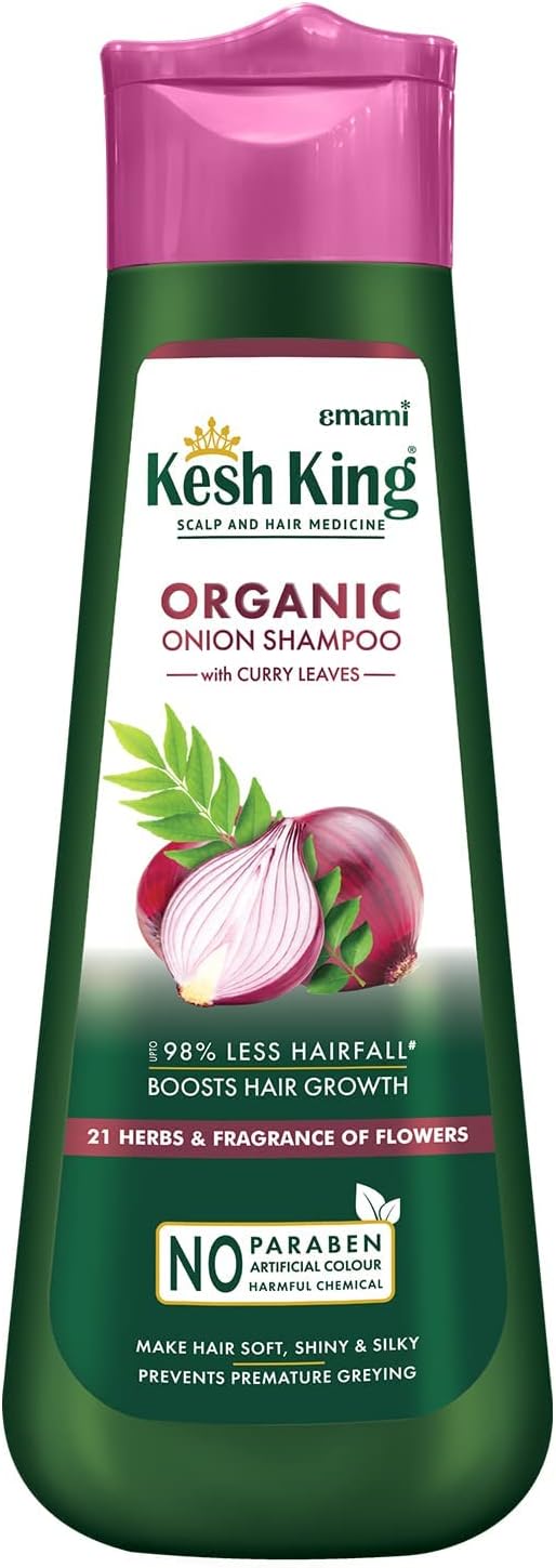 Kesh King Organic Onion Shampoo | Controls Hair Fall & Supports Hair Growth | Enriched with Curry Leaves & Herbal Extracts | Repairs Damage, Reduces Breakage & Adds Shine | 10.14 Fl Oz (300ml)