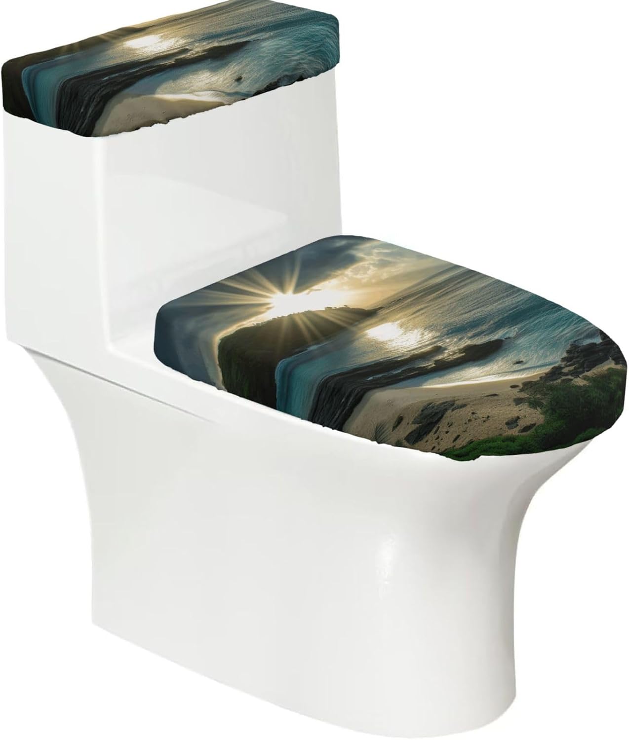 Hawaii Sunbeams Toilet Tank Cover And Toilet Lid Cover Set Stretch Bathroom Toilet Lid Seat Cover