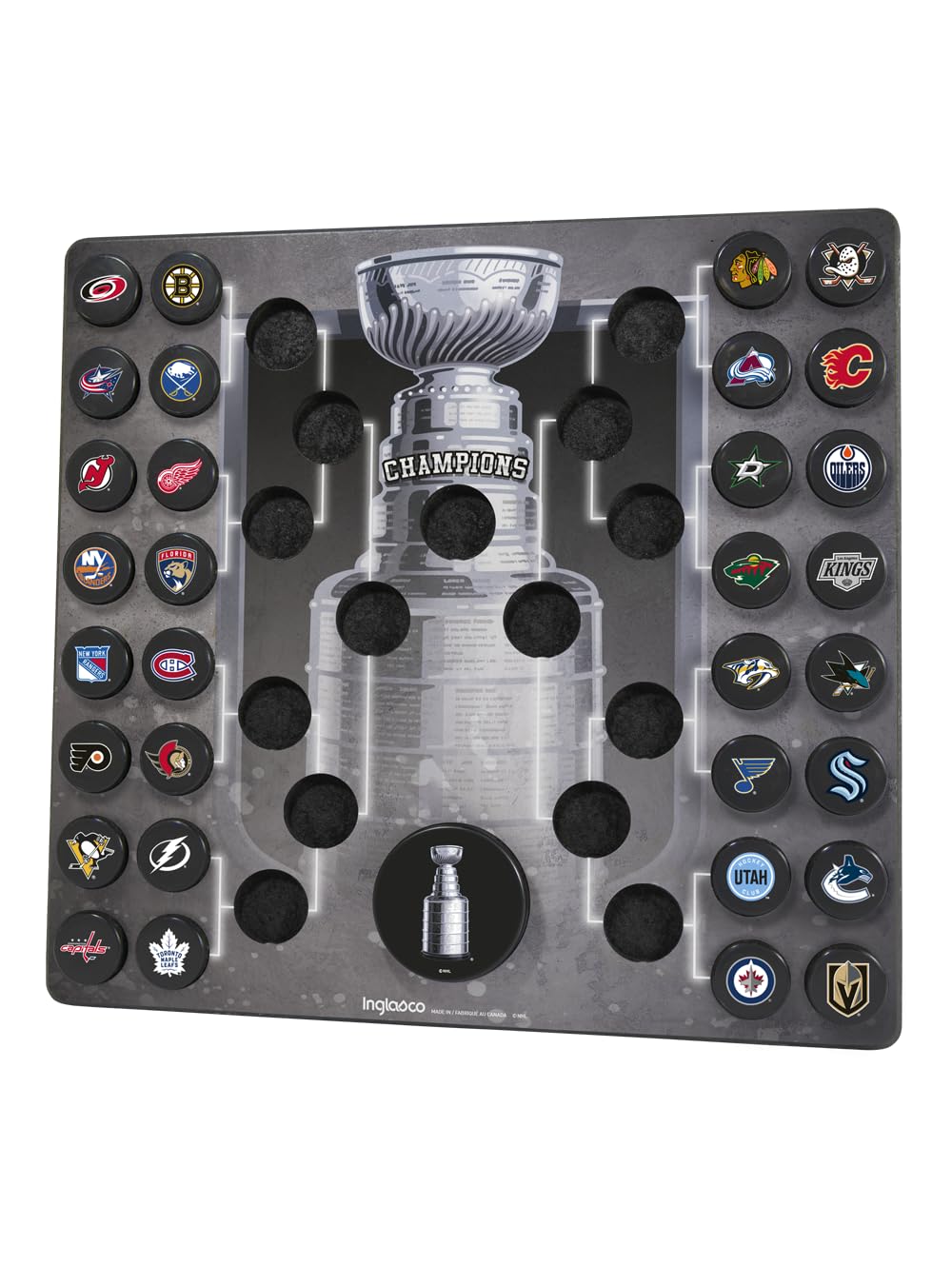 Inglasco NHL Official Stanley Cup Bracket Mini Puck Wall Wooden Plaque ...