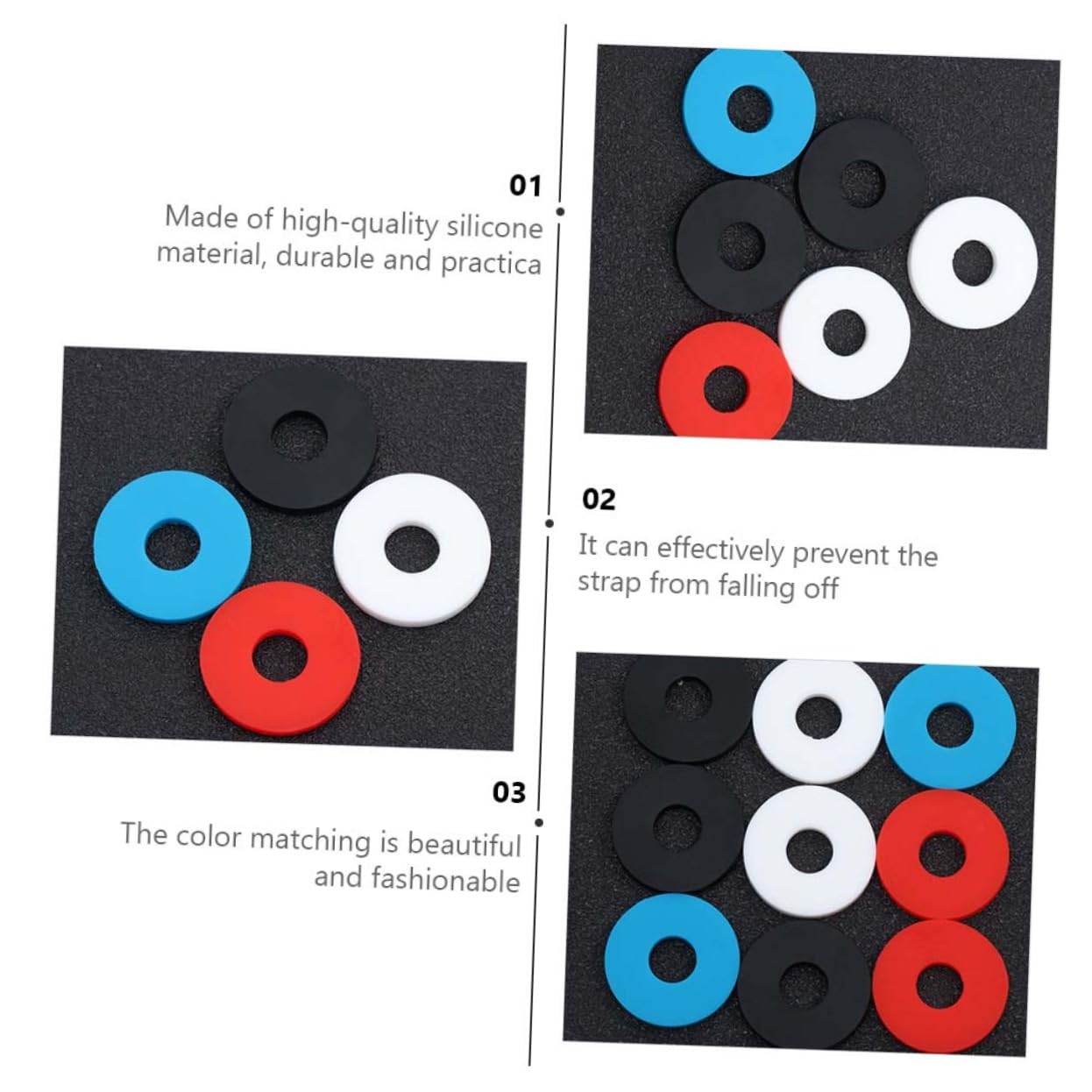 ERINGOGO 12 Pack Guitar Strap Locks Silicone Gasket for Guitar Anti-slip Anti-fall Random