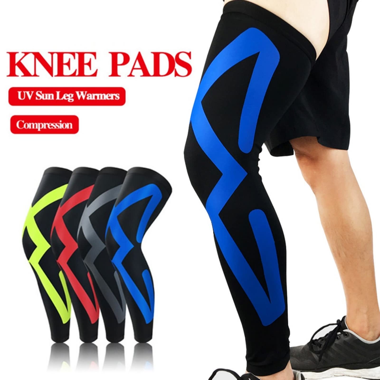 Manchons de compression longs pour cuisse, mollet, genou, course à pied, basket-ball, cyclisme, gym