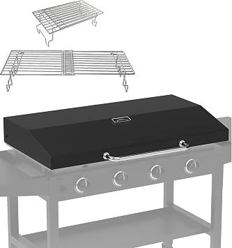 Upgrade Griddle Lid for Blackstone 5856 Omnivore 36" Griddle Hood with Universal Adjustable Grills Warming Rack, Hinged Lid for Blackstone1554 2177 2266 and More Blackstone Flat Top Original Grills