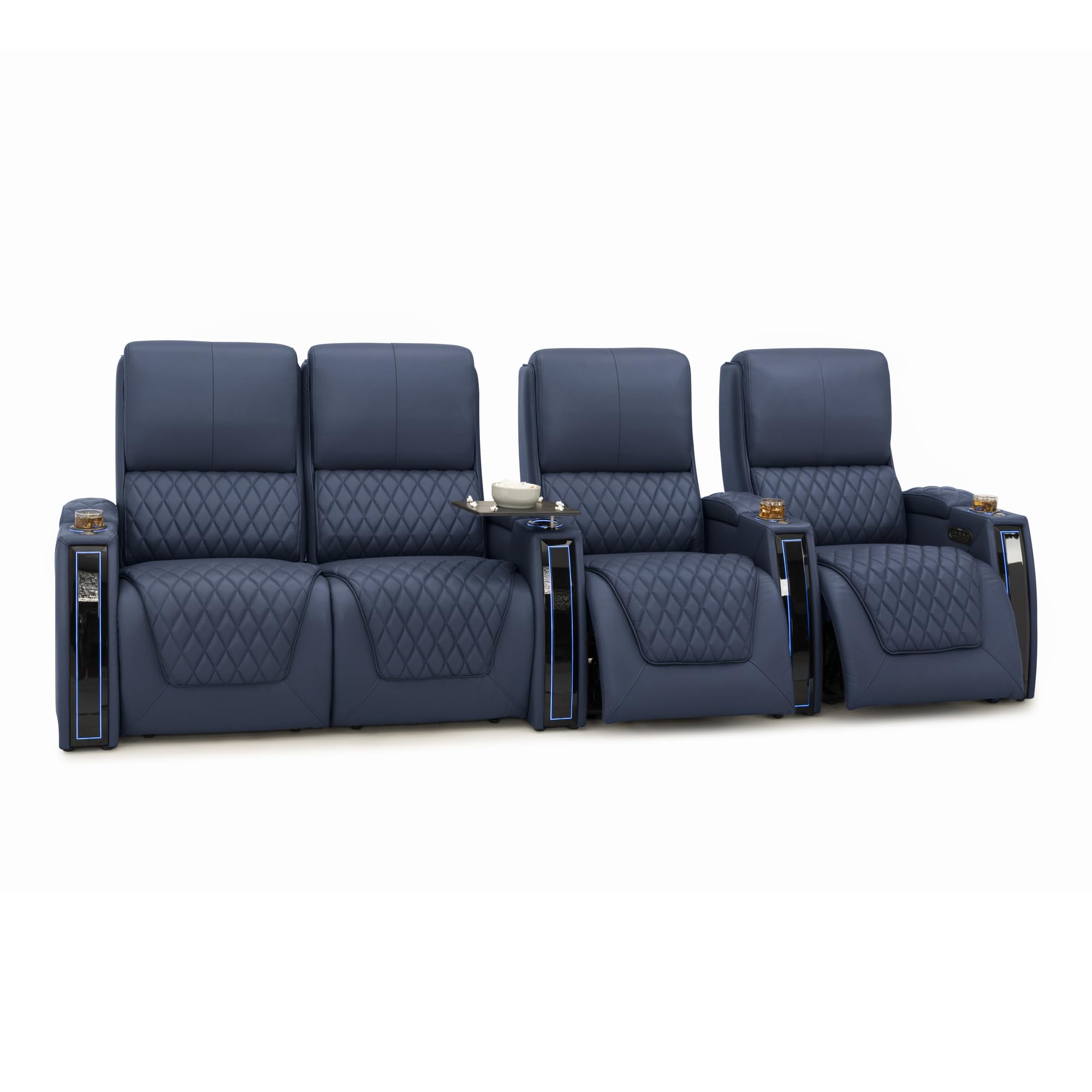 Seatcraft Apex Home Theater Seating Navy Blue Row of 4 Left Loveseat