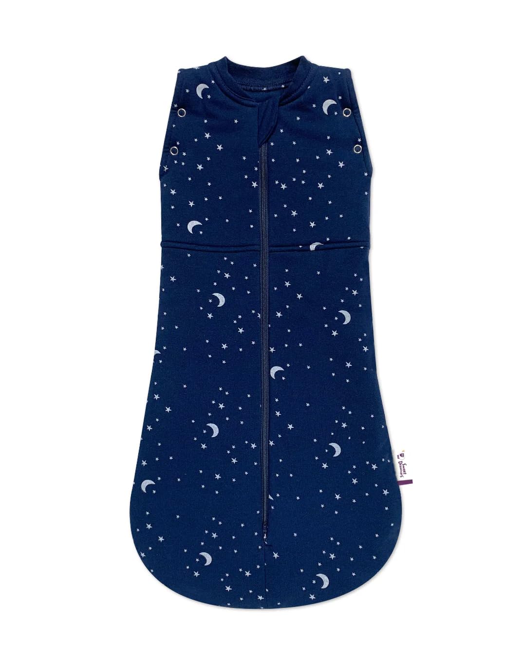 Sweet Dreamers, Baby Sleep Bag and Swaddle for Newborns | 0-3 months, 2.5 TOG | Soft Organic Cotton Fabric Baby Sleeping Bag | Blue Moon and Stars
