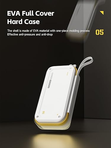 Miniatura 5 de Hagibis Organizador electrónico bolsa de viaje EVA Hardshell PU bolsa de transporte portátil para mouse, cargador, cables, banco de energía,