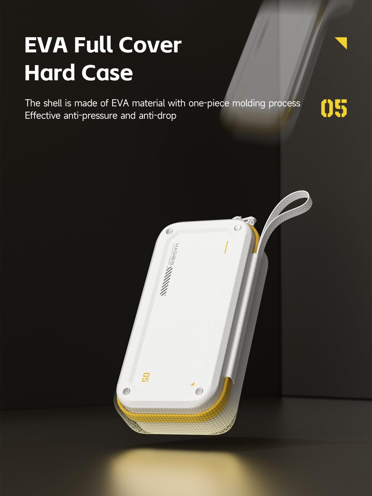 Hagibis Organiseur électronique de Voyage en EVA Rigide PU Pochette de Transport Portable pour Souris, Chargeur, câbles, Banque d'alimentation, Cartes SD, disques Flash USB, Accessoires (Blanc)
