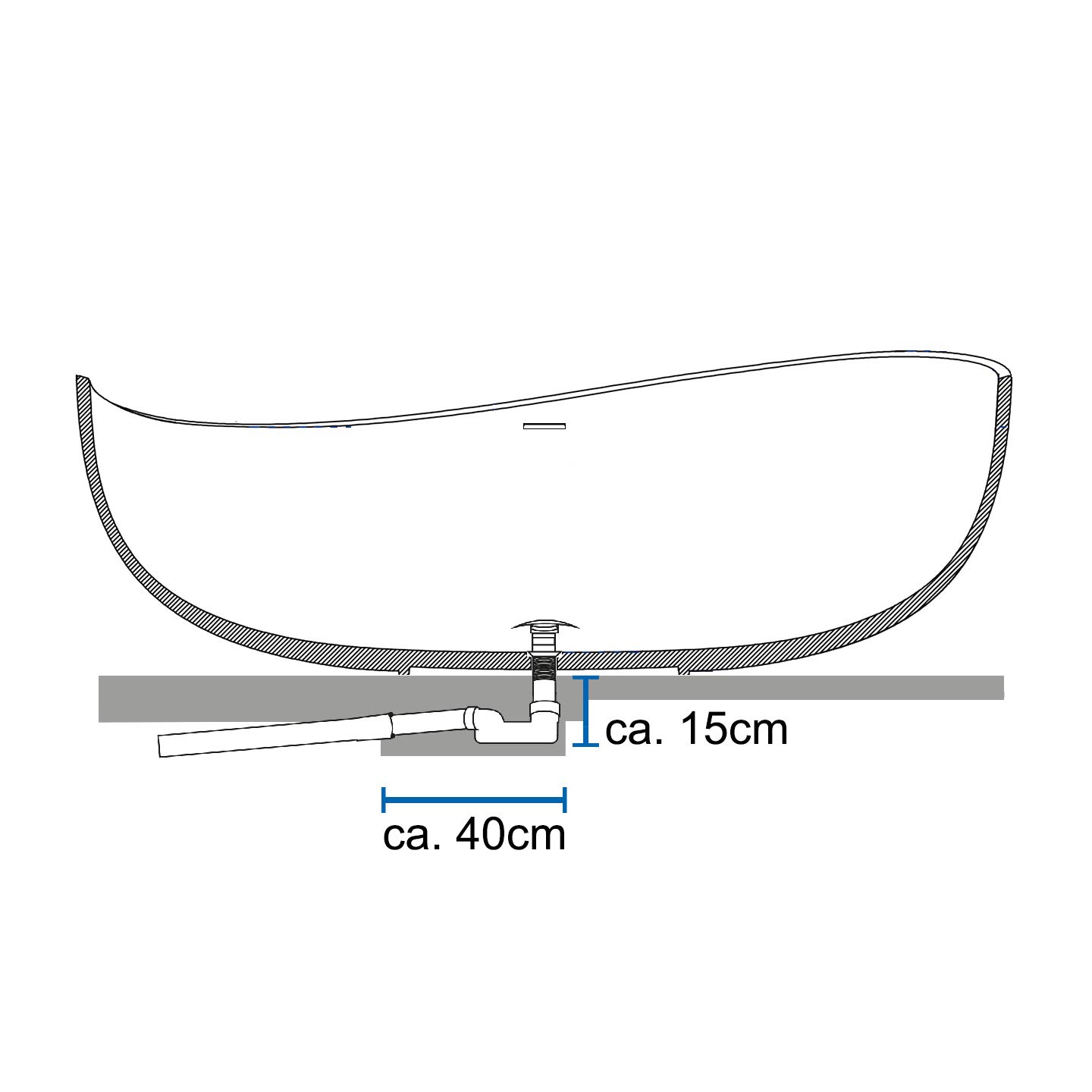 Bernstein Freistehende Badewanne WAVE STONE 180 x 110 cm Weiß matt
