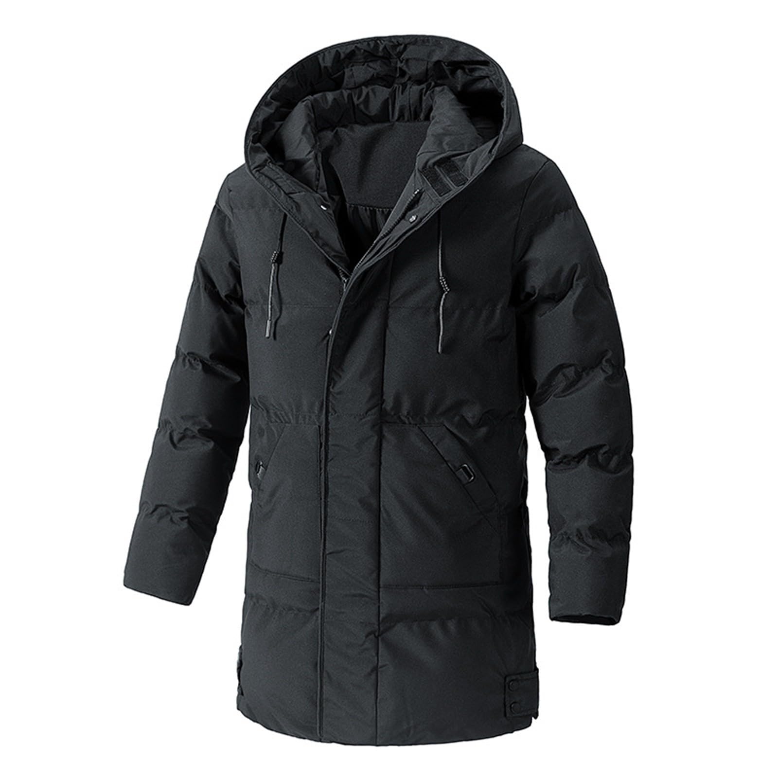 Winterjas voor heren, zwart en rood, wandeljas, gevoerde zachte