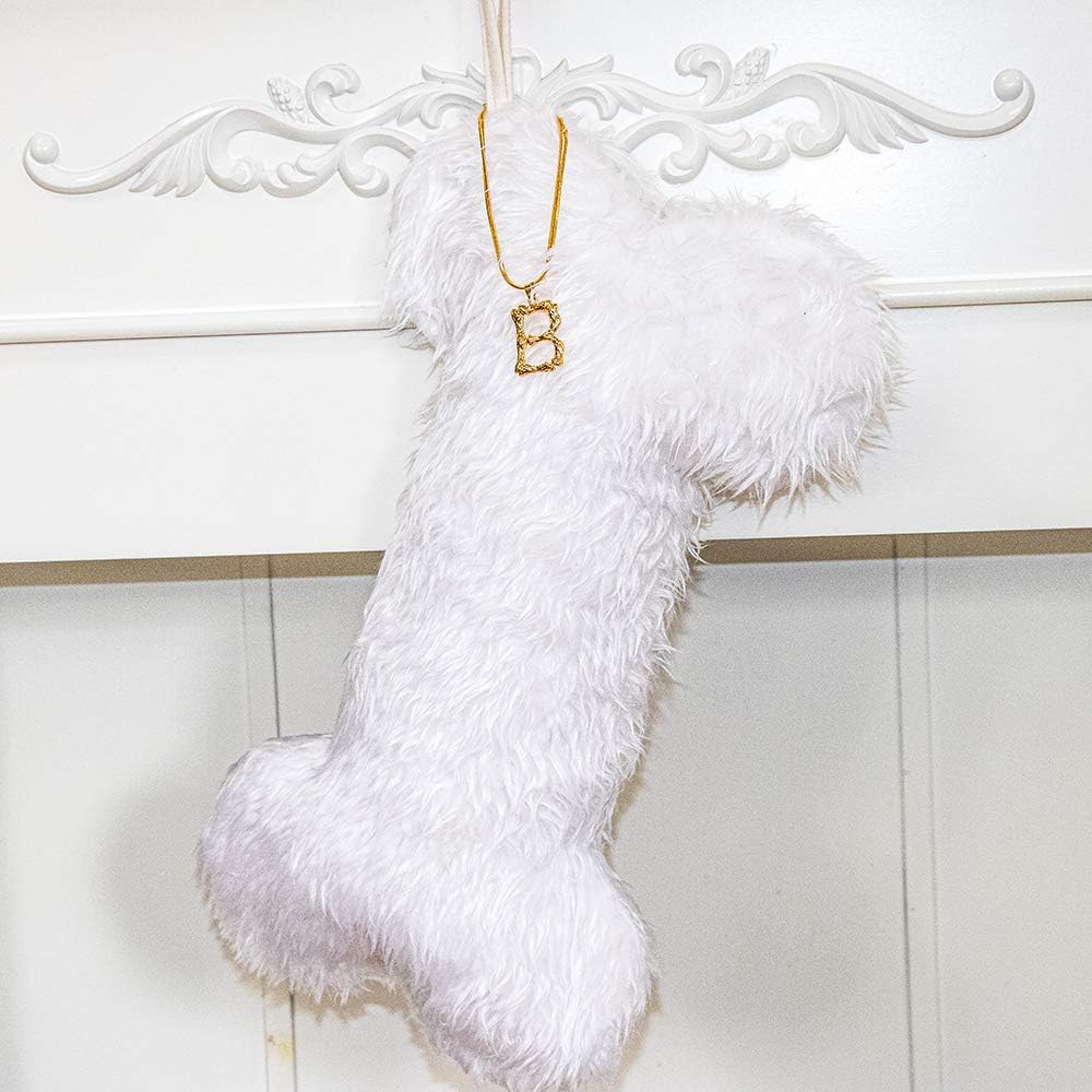 Beyond Your Thoughts Personalized New Pet Dog Christmas Stockings Durable Christmas Ornament Bag for Family Decorations White B