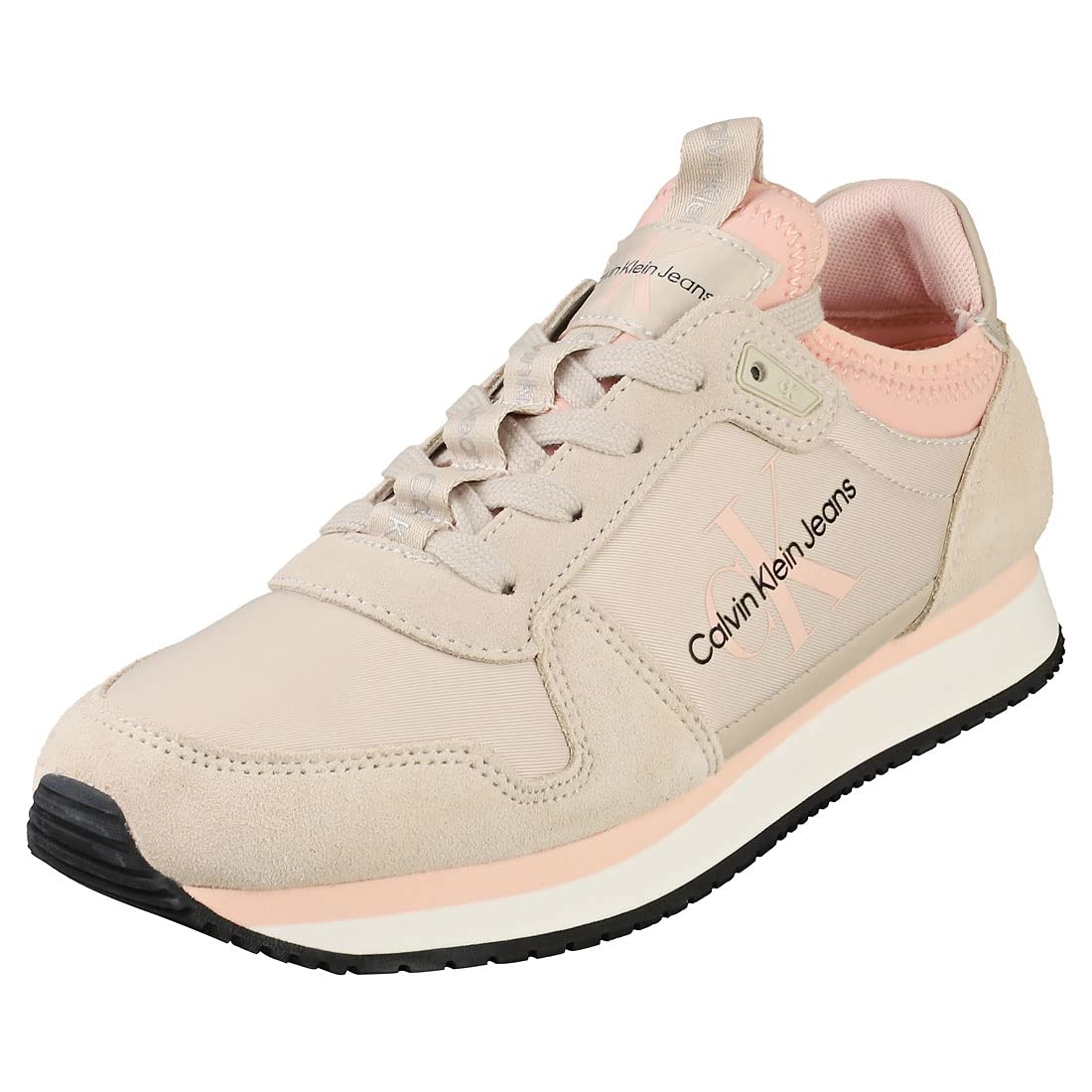 Calvin Klein Zapatillas de Piel Sock Laceup NY-LTH Wn Blanco