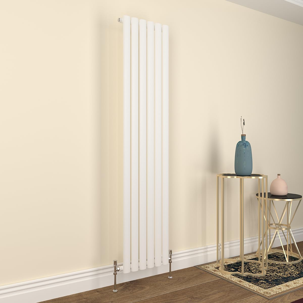 GY Bath Vertical Radiator White Oval Column Designer 1800x354mm Single Modern Central Heating Rads