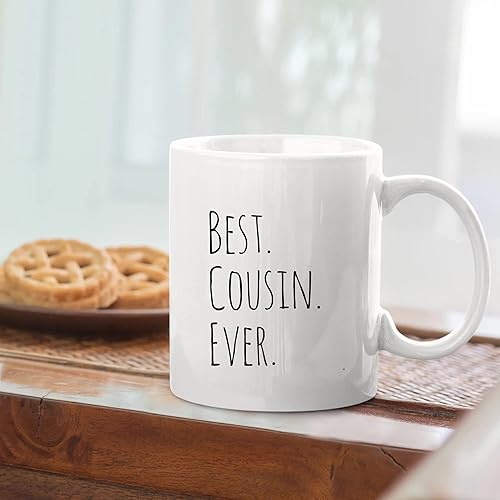 Miniatura 5 de Panvola Taza de café con texto en inglés "Best Cousin Ever", regalos para mujeres y hombres de la tía, tío, familia, reunión, vasos de cerámica, 11