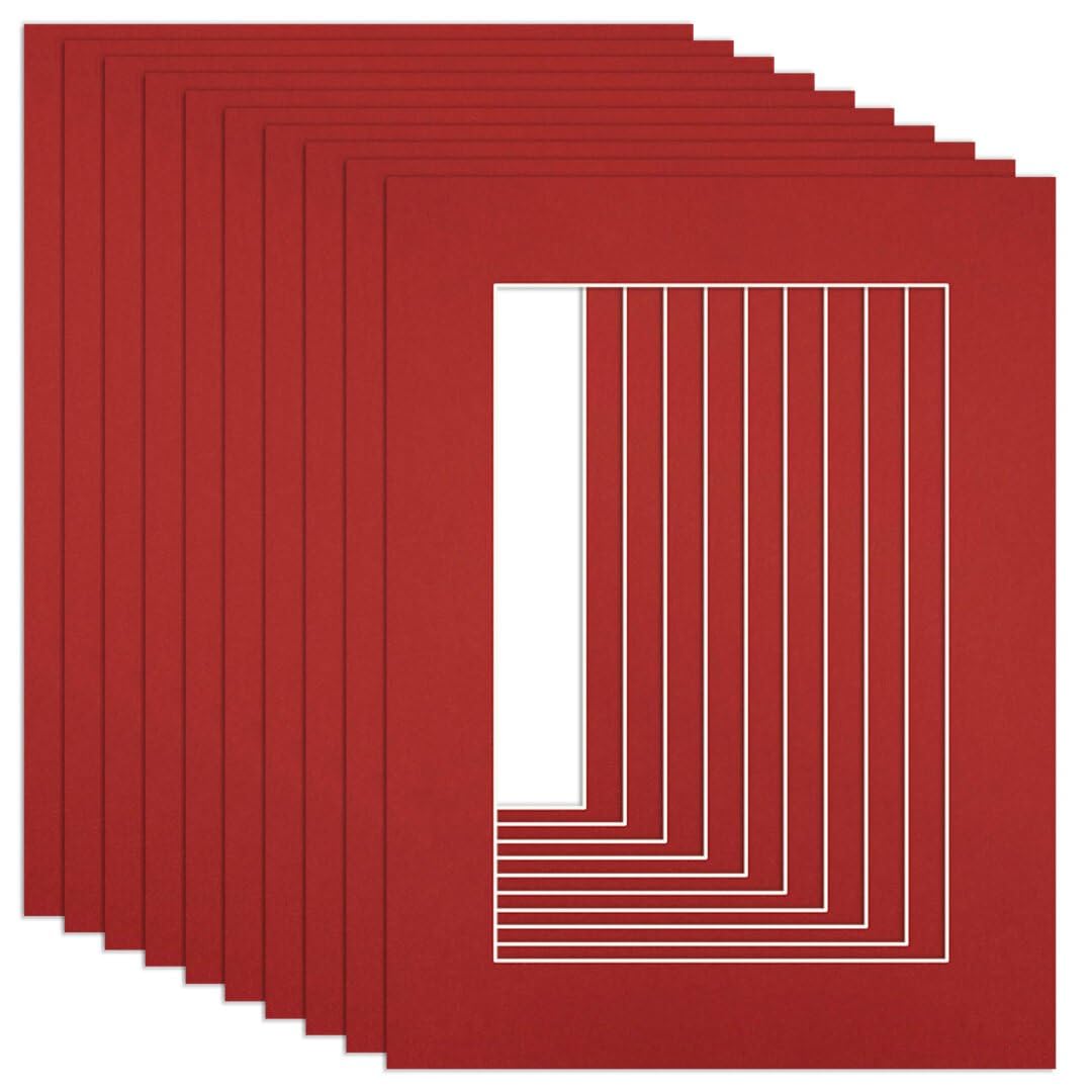 Procut Global 24x18" Crimson Picture Mounts to Fit 18x12" Aperture - Precision Cut Cardboard Photo Mount - Ideal for Frames, Prints, Artwork & Certificates - Sizes & Colours Available - 10 Pack