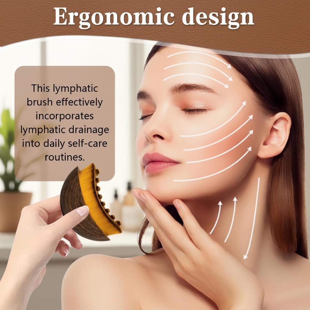 2PC Lymphatic Contour Face Brush - Facial Massager with Ultra-Soft Bristles for Lymphatic Drainage, Facial Cleansing Brushing, Puffiness Reduction & Skin Sculpting with 2PC Gua Sha Facial Tool (One size, count, 2) - Image 5