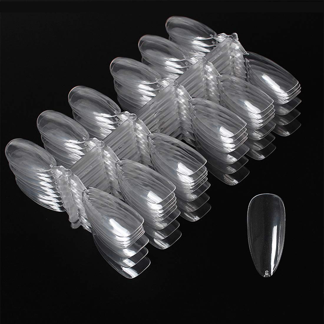 Honey Joy120 Colors Hollow Almond False Nail Tips Color Chart for Practice Pro Nail Gel Polish DIY Salon Nail Art Design Display,Clear Natural,HJ-NT073 (Clear)