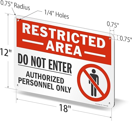 Miniatura 5 de SmartSign Letrero de metal con símbolo "Área restringida - No entrar, solo personal autorizado" de 12 x 18 pulgadas con símbolo, aluminio laminado