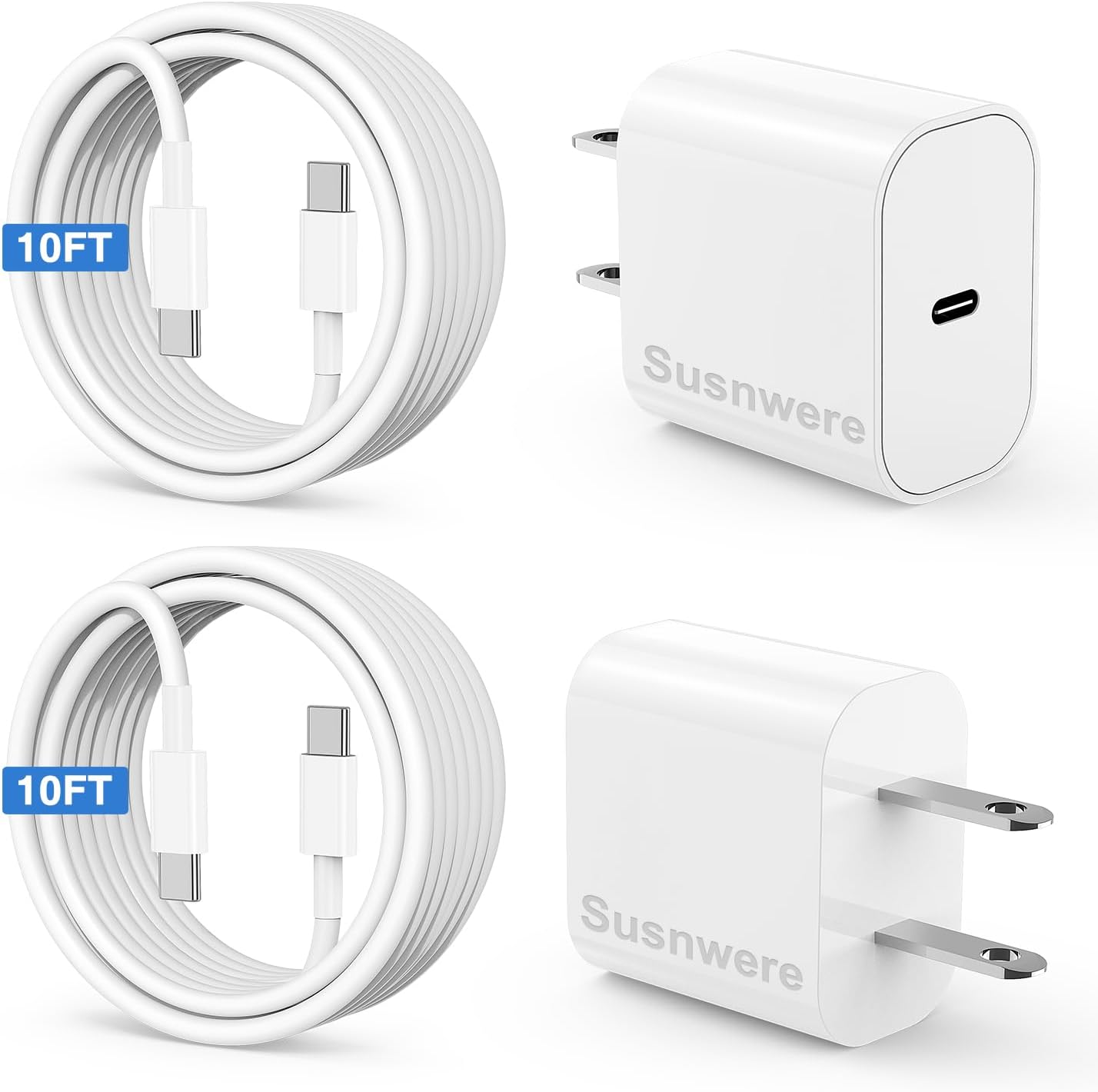Susnwere iPhone 15 Charger, iPad Pro Fast Charger with 10Ft USB C to C Charging