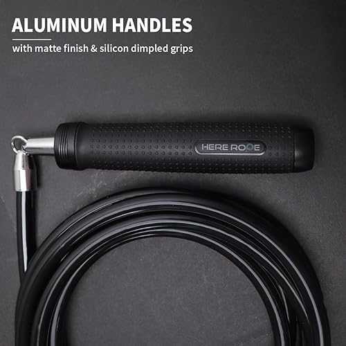 Miniatura 9 de Cuerda de saltar pesada de 1 libra para hombres y mujeres, cable de acero resistente de 0.433 in, asas de metal con giro suave, agarres cómodos y