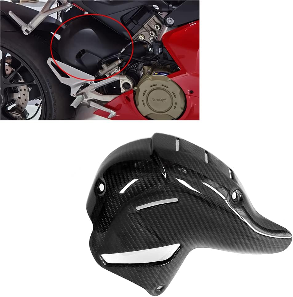Carbon Fiber Exhaust Guard Cover Heat Shield Modified Fairing Fits for Ducati Panigale Streetfighter V4 / V4S / V4R 2018 2019 2020 (for Akrapovic Exhaust System)