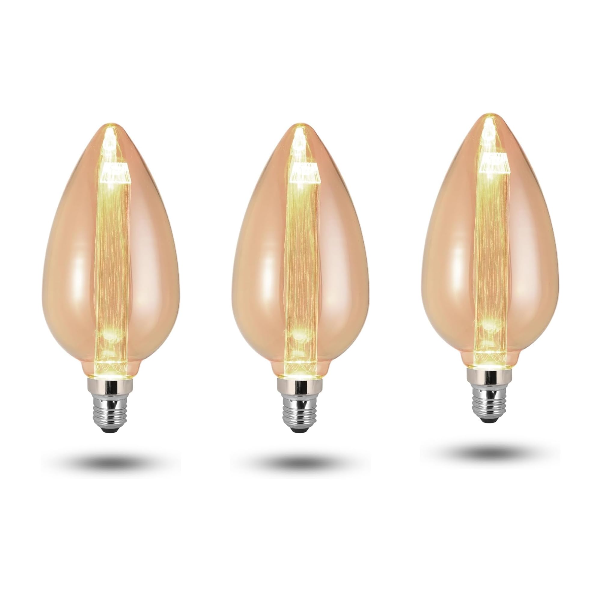 DC VOLTAGE 3 Pack Vintage Tubular E27 Edison Screw Light Bulb Non Dimmable Decorative Bulbs Amber Glass Warm White, Retro E27 Screw Bulb (Style 9)