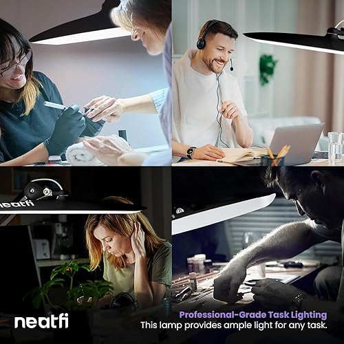 Miniatura 7 de Neatfi Lámpara de Trabajo LED XL de 2,200 Lúmenes, 24W, 117 Piezas LED SMD, 4 Niveles de Brillo, Regulable, Luz de Escritorio para Hogar, Oficina,