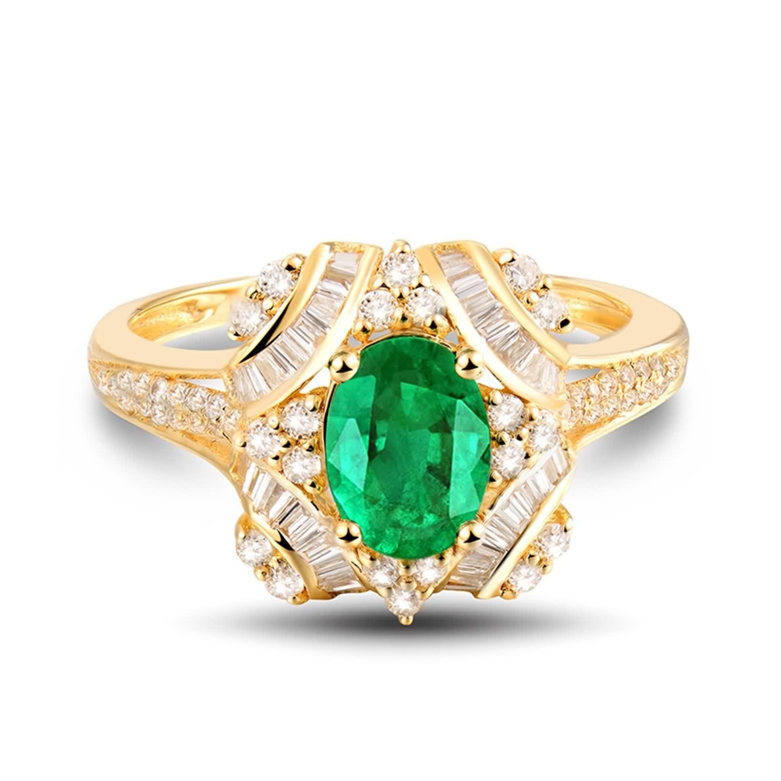 Anillos de oro amarillo de 18 quilates, anillos de esmeralda, oro verde ovalado, para mujer, alianza de boda, compromiso, joyería auténtica 750