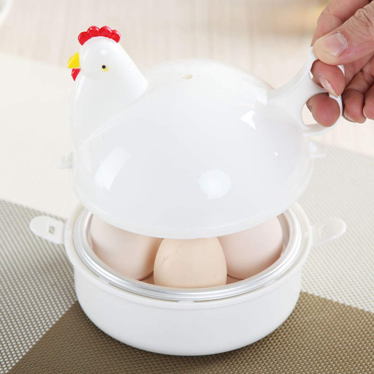 Hemoton Microwave Egg Cooker Microwave Egg Cooker 2Pcs Chicken Shape Microwave Egg Poacher, 4 Eggs Boiler, Microwave Egg Steaner For Kitchen Microwave Cookware Microwave Cookware