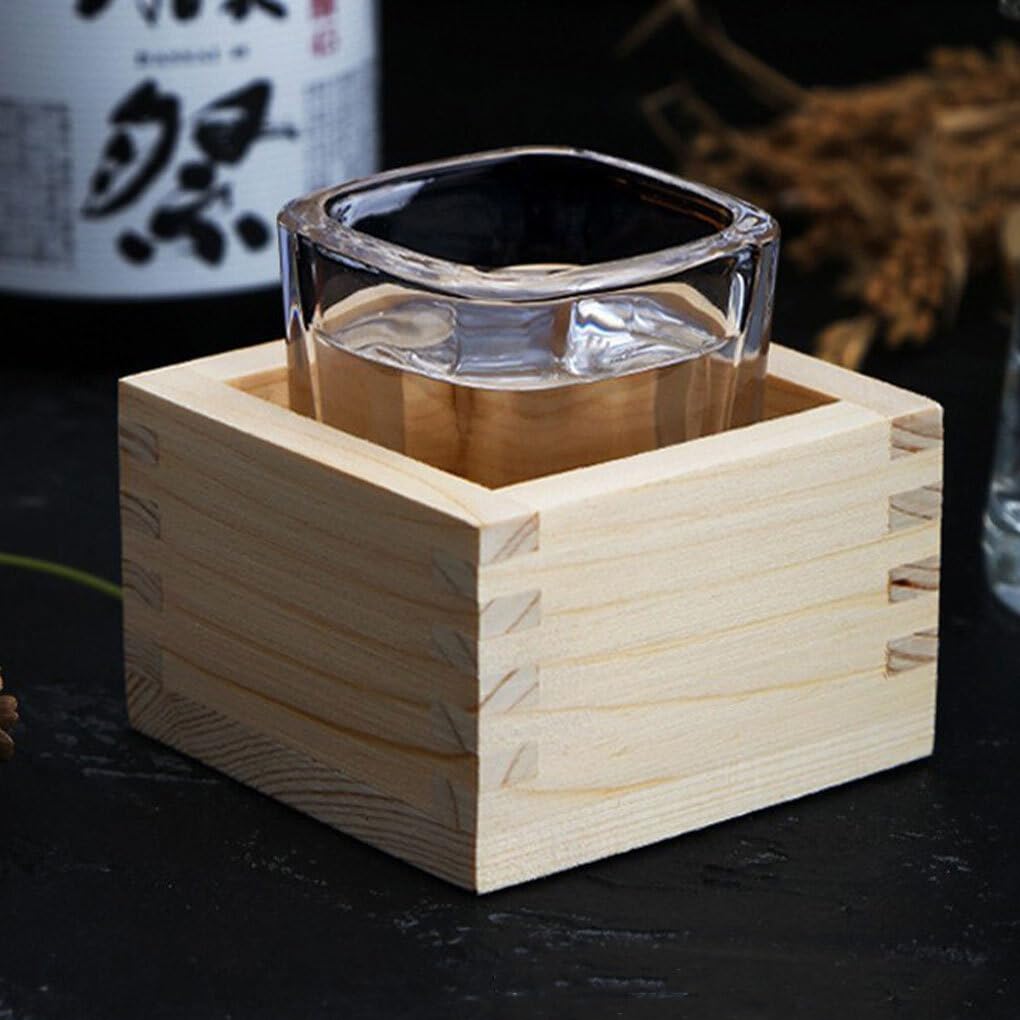 Tazze per sake Masu in legno da 4 pacchi/lotto Costruzione durevole elegante e funzionale Elegante scatola quadrata in legno giapponese Facile