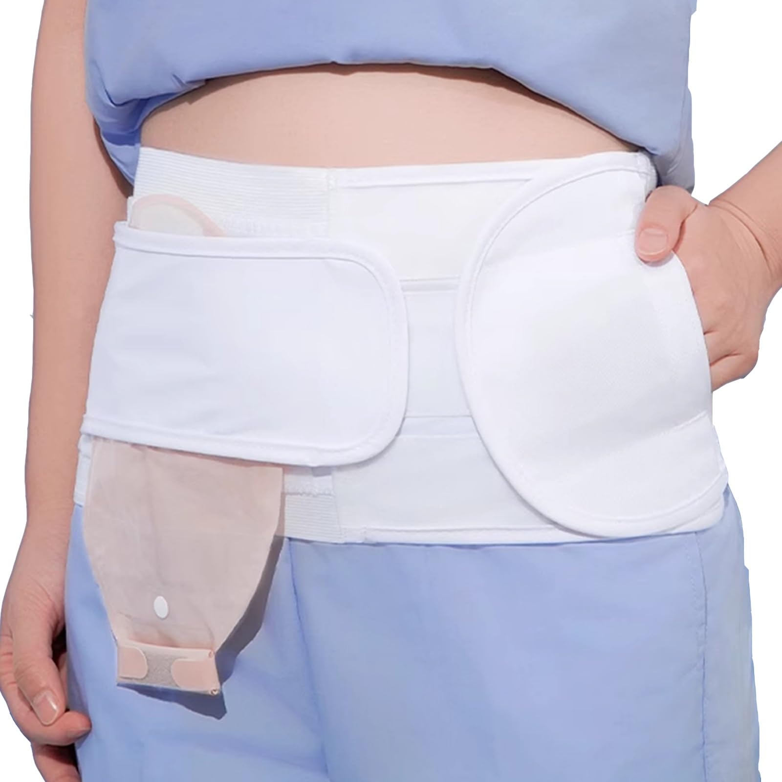 Stomagürtel für Männer und Frauen, Ostomiegürtel mit Stoma-Schutz (8 cm Loch), Stoma-Schutz für Kolostomie und Ileostomie(L)