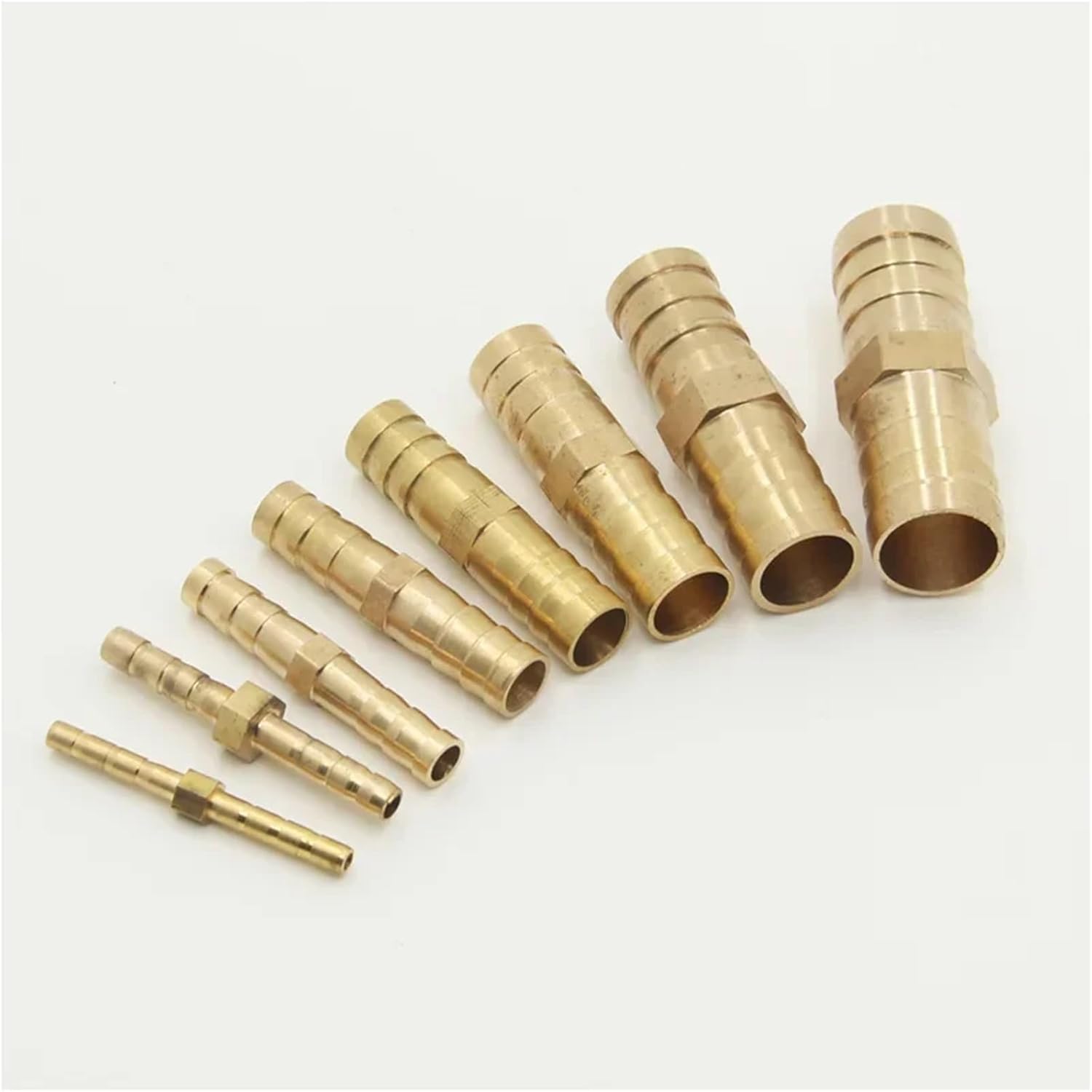 Brass 2 Way Reducing Straight Hose Barbed Pipe Fitting Reducer Copper Coupler Connector for Air Fuel Gas Water(6mm-10mm) Plumbing Fittings