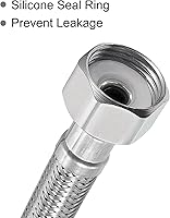 Vista 5 de uxcell Conector de línea de suministro de grifo de 20 pulgadas de largo, 2 piezas G 3/8 rosca de compresión hembra x G 1/2 rosca recta hembra