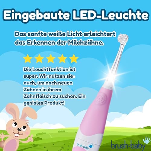 Miniatura 22 de brush-baby - Cepillo de dientes eléctrico BabySonic Blue, 0-36 meses - Cepillo de dientes suave y suave para encías sensibles y dientes nuevos - con