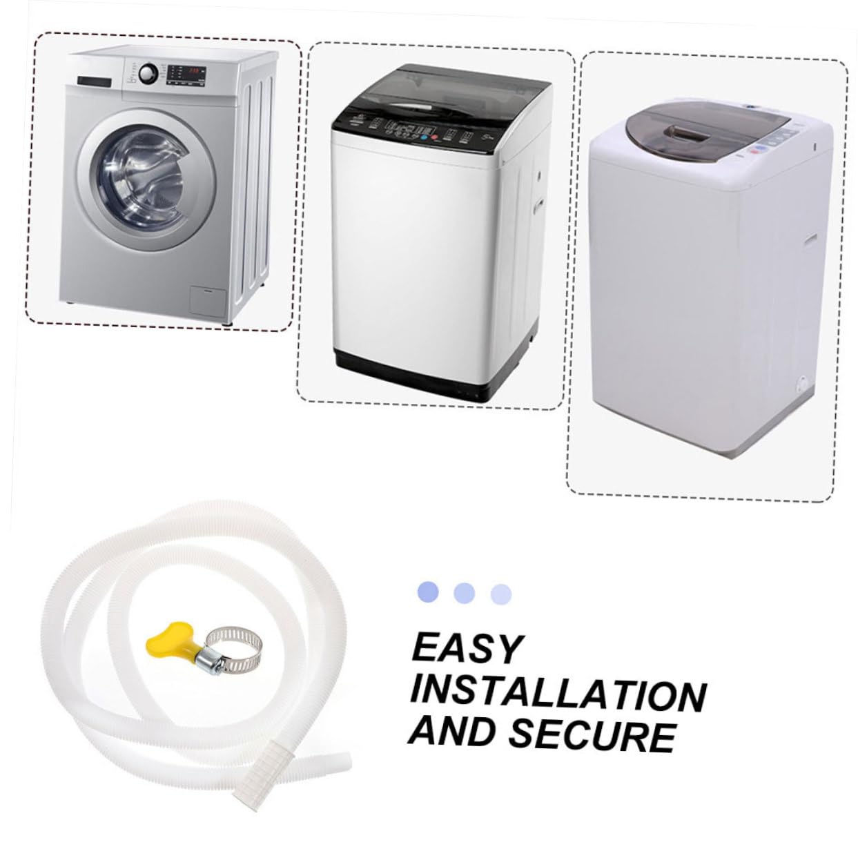 ABOOFAN Manguera de Drenaje para Aire Acondicionado con Abrazadera, Tubo Flexible de PE y Acero Inoxidable, Fácil Instalación y Prevención de Goteos Exterior