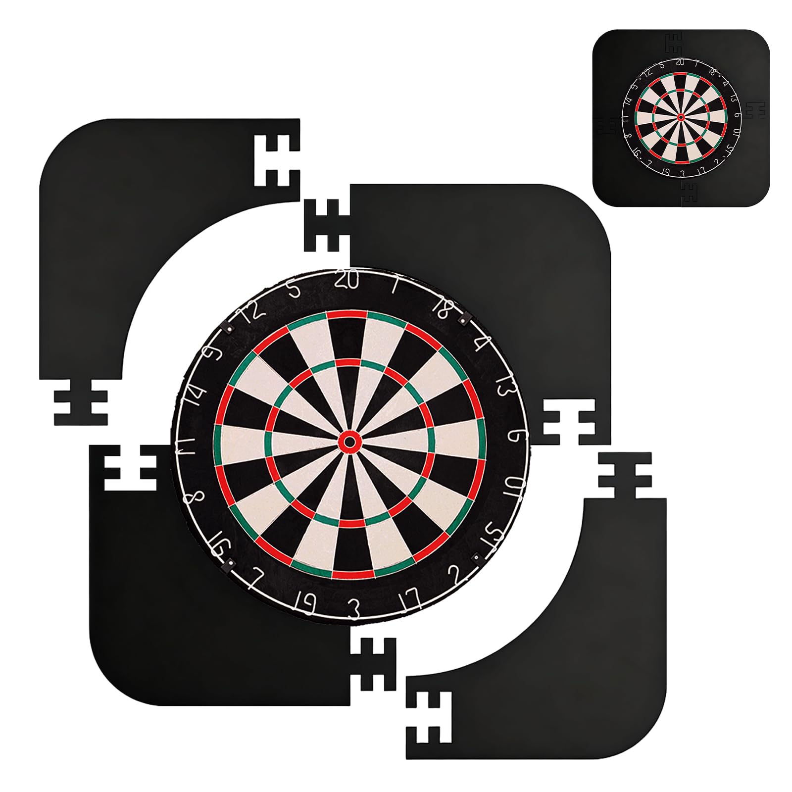 PRITOK Dartboard Surround: Dart Board Wall Protector Ring Splicing, Square Dartboard Backboard, EVA Black Dart Wall Protector for Dart Lovers, Easy to Assemble (Inner Diameter About 45cm)