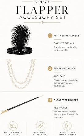 Skeleteen 1920's Flapper Accessory Set - Roaring 20's Costume Accessories - 1 Set