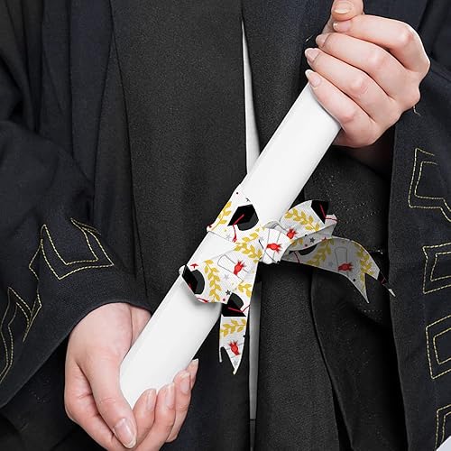 Miniatura 3 de 4 cintas de graduación, tapas blancas y rojas, para diploma, palabras de felicitación, grogrén, 5 yardas, cinta de fiesta de graduación para