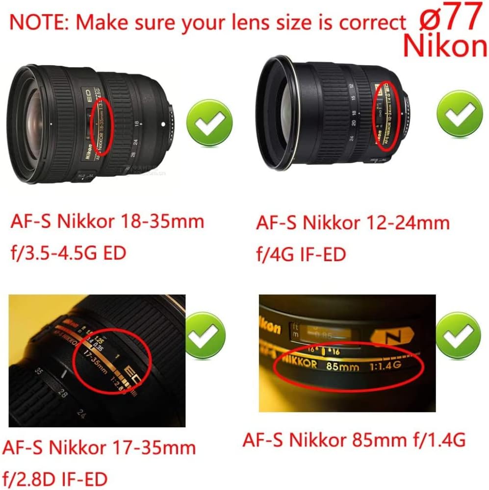 MOSTOS ; Brings Superior® || 77mm Camera Lens Cap for Nikon AF-S NIKKOR 24-120mm f/4G Lens, AF-S 28mm f/1.4E ED f/1.4 Lens, AF-S 85mm f/1.4G Lens for Nikon D850 D810 D800 D750 D700 D600 D610