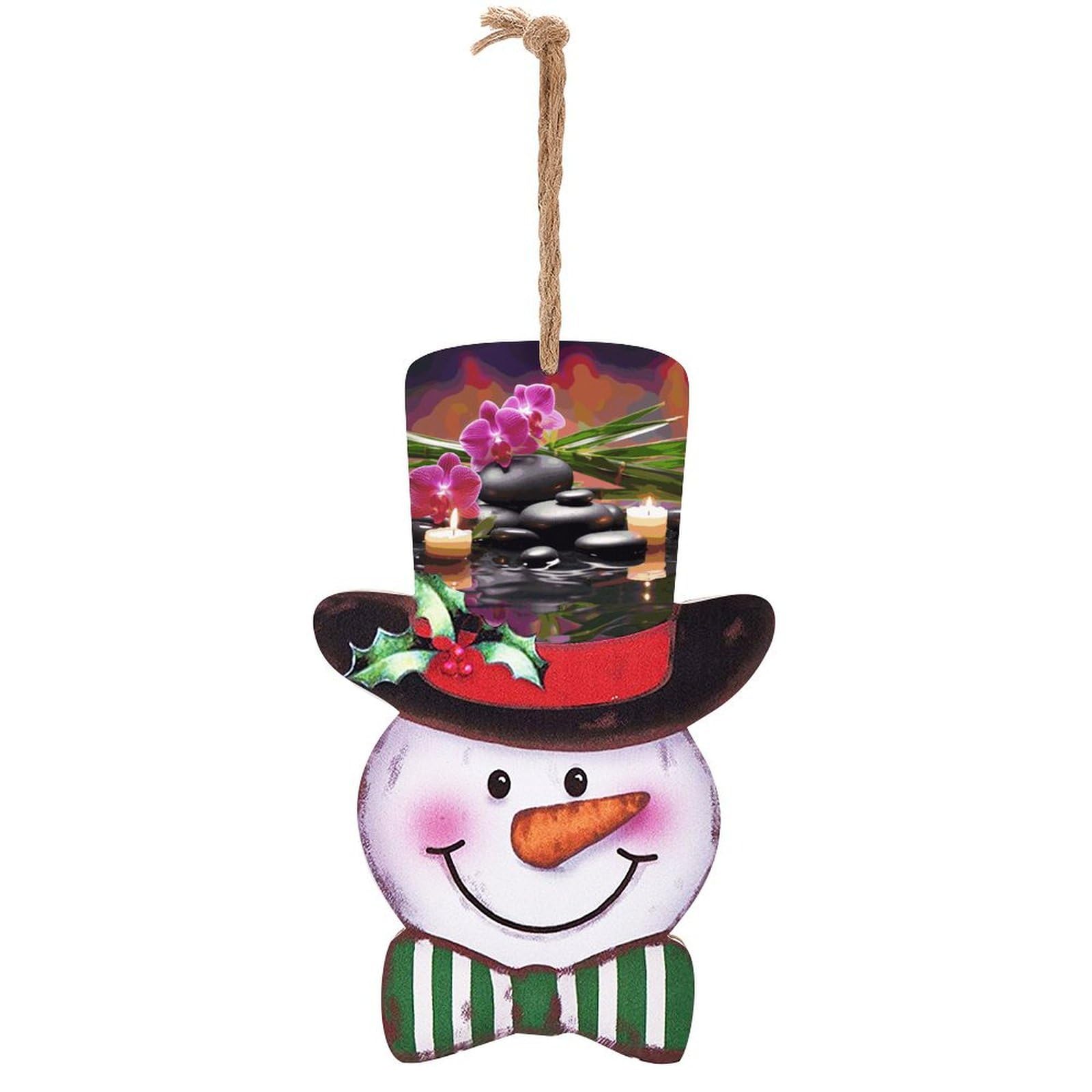 Décoration de Noël en bois bonhomme de neige pour fenêtre et sapin vintage