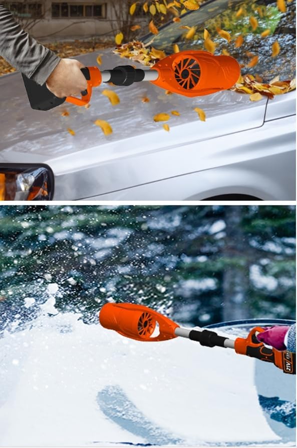 Wireless Charging Leaf Blower,Powerful RPM400W,21V,3000mAH Handheld Electric Blower with 2Ah Battery for Patio Lawn Leaves, Dust,Snowflake (Blue)