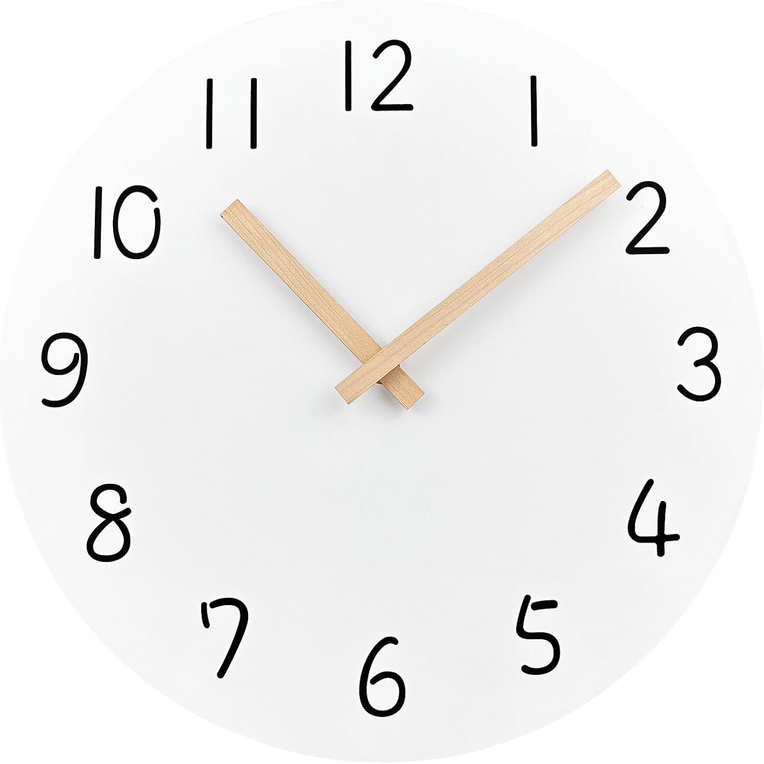 Plumeet 12'' Wooden Wall Clock Frameless Wall Clocks with Silent Quartz