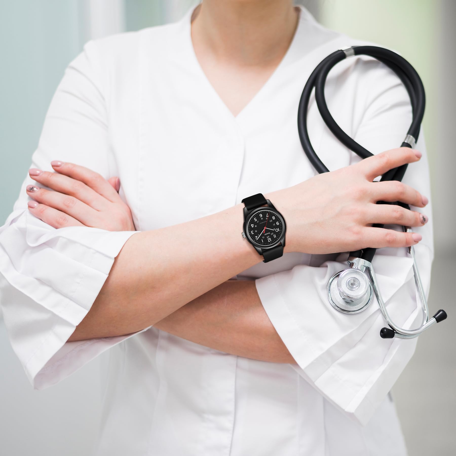 Montre à quartz analogique unisexe facile à lire avec bracelet en silicone pour homme et femme, style militaire, 24 heures, décontracté, confortable, étanche à 30 m