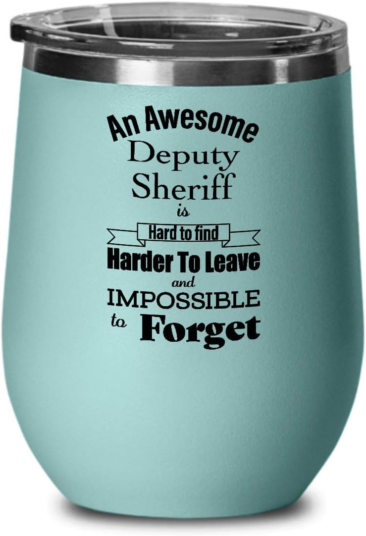Thank You Gifts for Deputy Sheriff Retirement Wine Tumbler - Farewell Appreciation Leaving Boss Employee Coworker Retired Retiring - Wine Glass with Lid - Teal