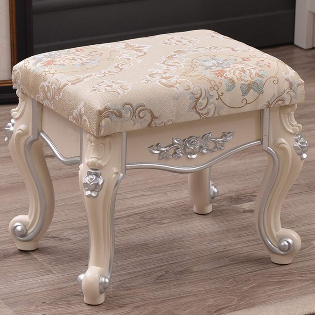 Square Vanity Stool, Makeup Dressing Stool, Padded Bench with ABS Plastic Steel Legs, Footstool Side Table,Capacity /150kg/330lb