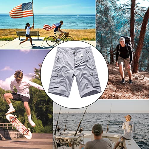 Bellnorth Men Shorts With Cargo Pocket Casual Summer Loose Fit Basic Jogger Pant Sports Outwear Tall Big Size(Grey,40) #TOP2