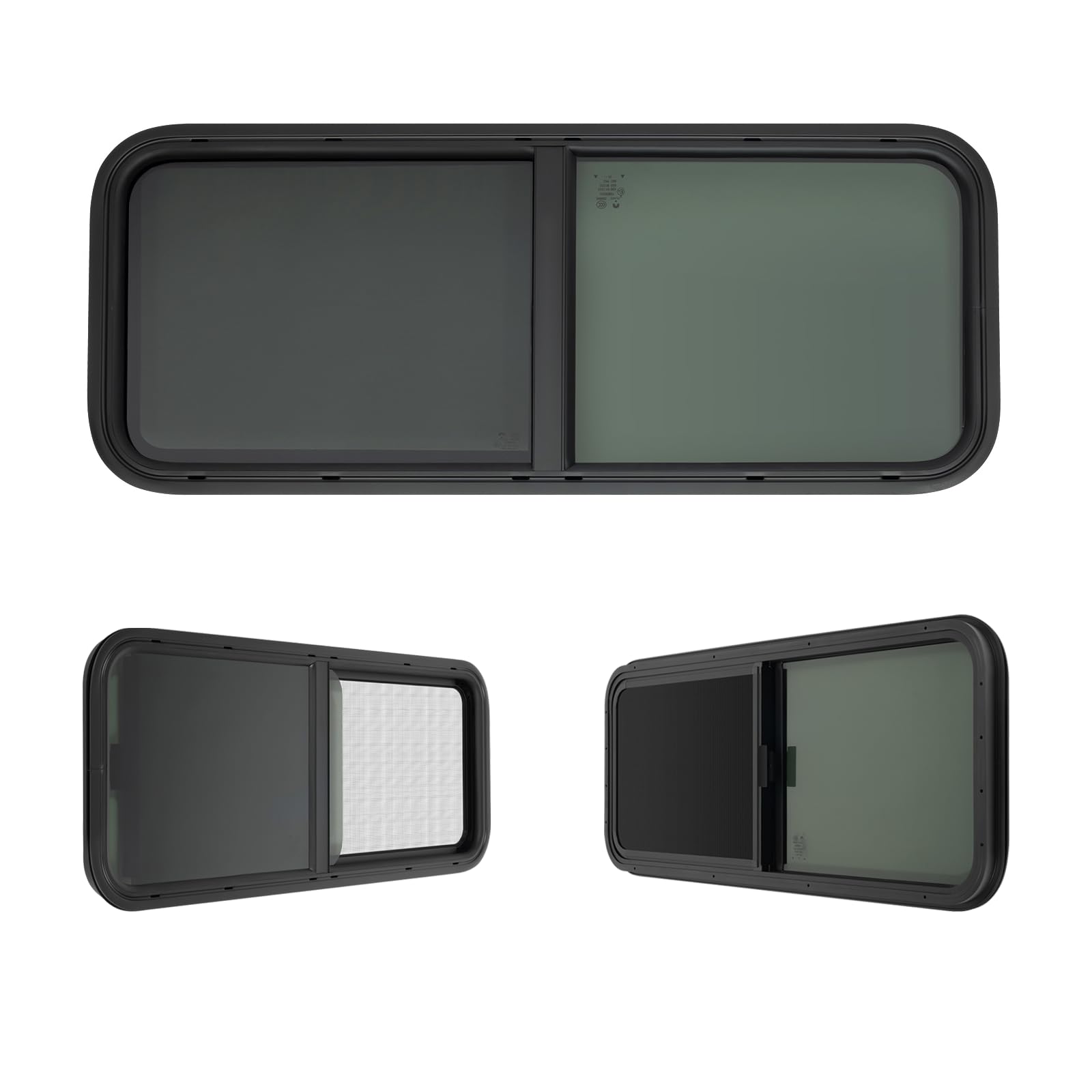 Ventana lateral para autocaravanas Ventana para furgonetas Ventana para autocaravanas Ventana deslizable para RV Ventana de ventilación con protección contra insectos, Ventana tintada y