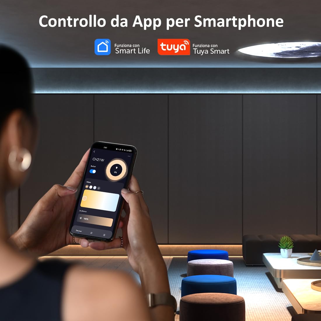FCOB CH21W WiFi 2.4G CCT Monocromatico 2in1 Controllore LED Alta Frequenza | Alexa Google Assistant Tuya APP Controllo per striscia LED 5050SMD COB CCT monocolore Con RC01RFB RC02RFB DC12V DC24V